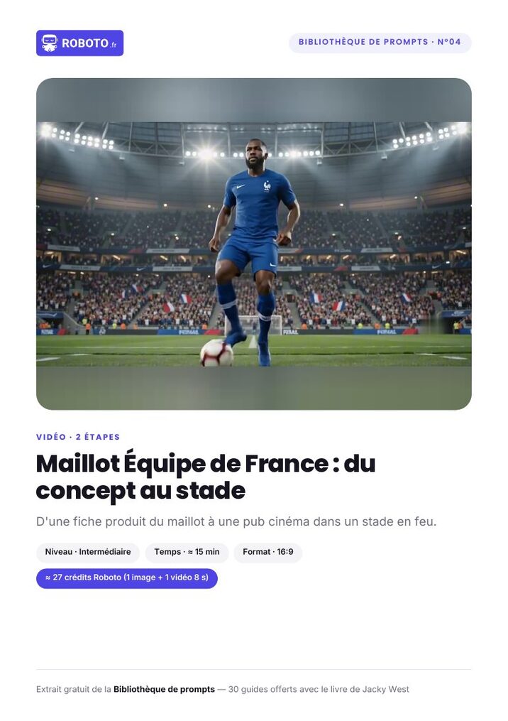 Couverture du guide — Le guide de ce prompt : Maillot Équipe de France : du concept au stade