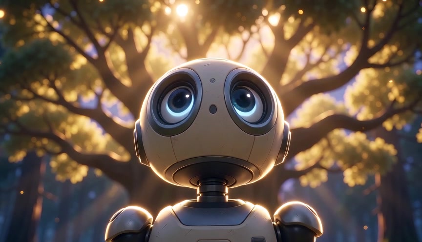 Un petit robot Pixar qui découvre une forêt magique